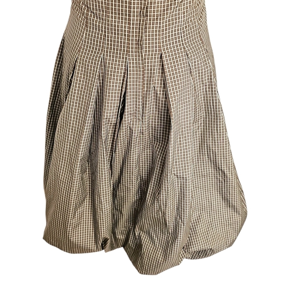 BCBGMaxAzria Brown Strapless Pleated Plaid Cocktail Dress Sz 2 - Picture 6 of 12